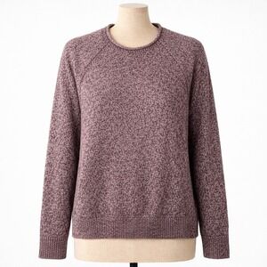 GAP Marled Merino Wool Crewneck Sweater Size M‎ Maroon Red Raglan Sleeve Classic